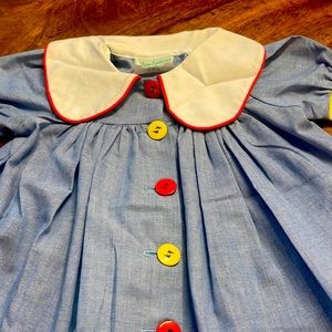 Vintage Rare Editions, primary color sailor vibe pleated button down dress. 2T